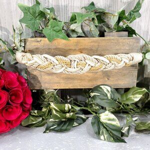 Vintage 70s OS Braided Rope Belt Champagne Taupe Gold